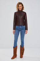 Bianca Women's Brown Leather Jacket | Derimod