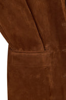 Melanie Woman Whisky Nubuck Leather Blazer Jacket | Derimod