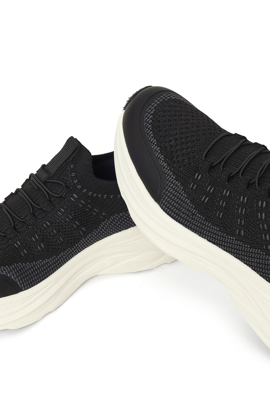 Derimod Zero Woman Black Thick-Soled Lace-Up Fabric Sneakers