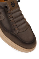 Derimod Zero Male Khaki Lace-Up Thick-Soled Fabric Sneaker | Derimod