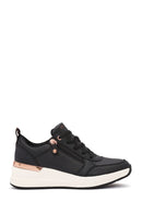 Skechers Women's Black Billion Lace-Up Zipper Detail Leather Sneaker | Derimod