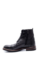 Men's Black Leather Zippered Boots | Derimod