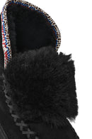 Women's Black Thick-Soled Fur Suede Leather Boots | Derimod