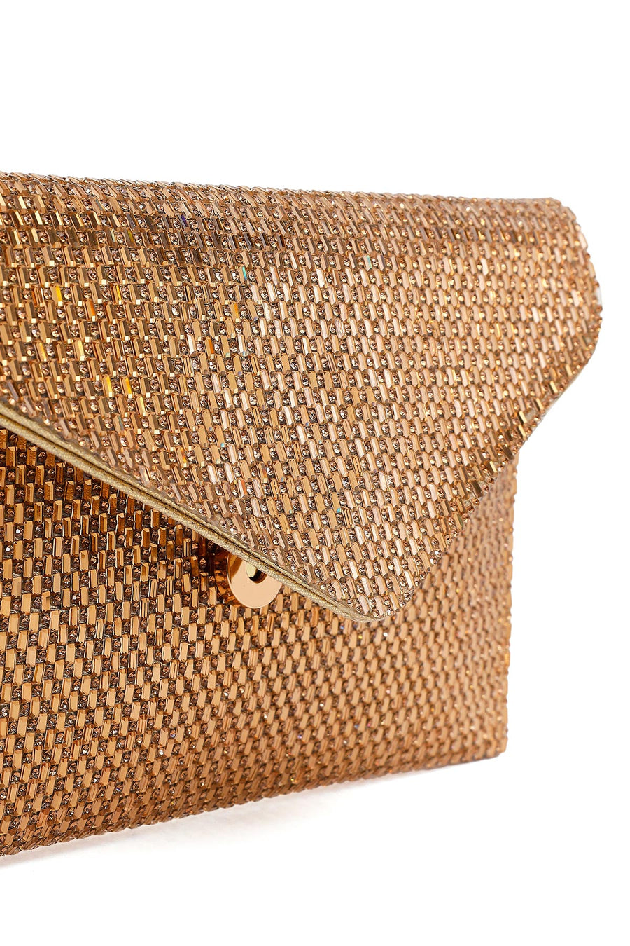 Woman Gold Chain Strap Embellished Evening Bag