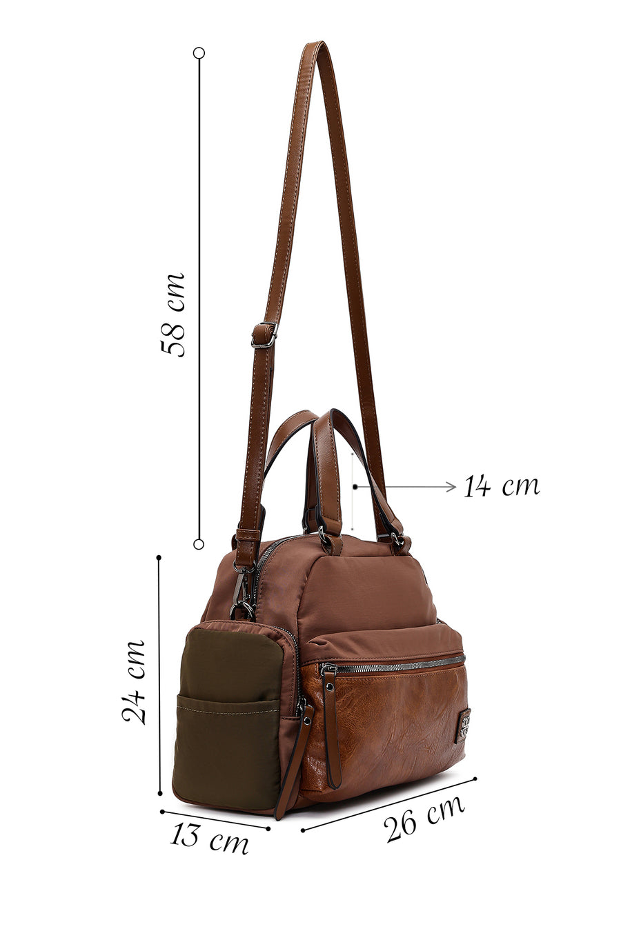 Woman Tan Long-Strap Shoulder Bag
