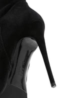 Women's Black High Thin Heeled Suede Leather Classic Boots | Derimod