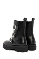 Women's Black Zippered Leather Boots | Derimod