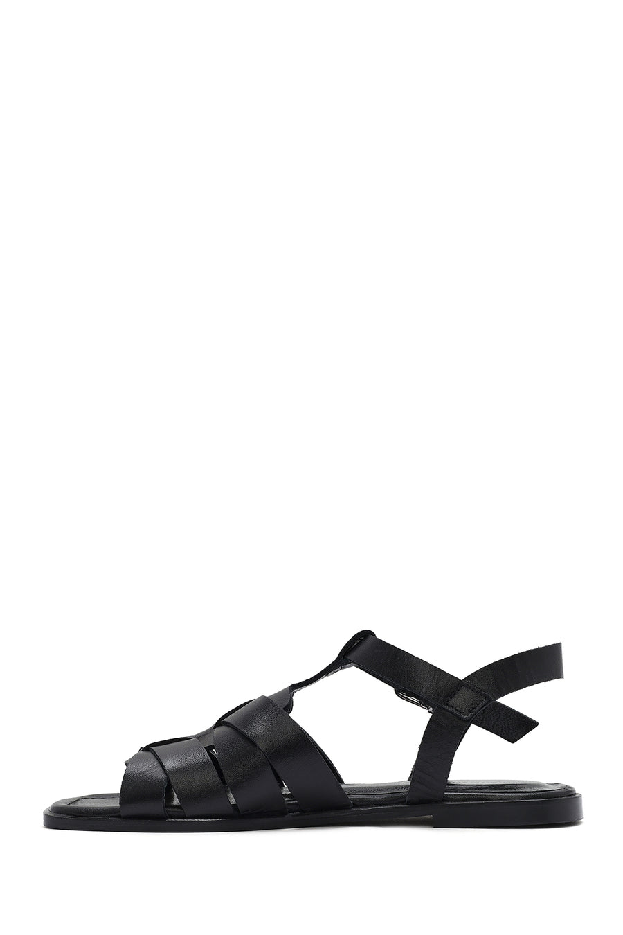 Women's Black Ankle Strap Leather Sandals
