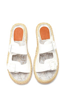 Women's White Wicker Espadrille Slippers | Derimod