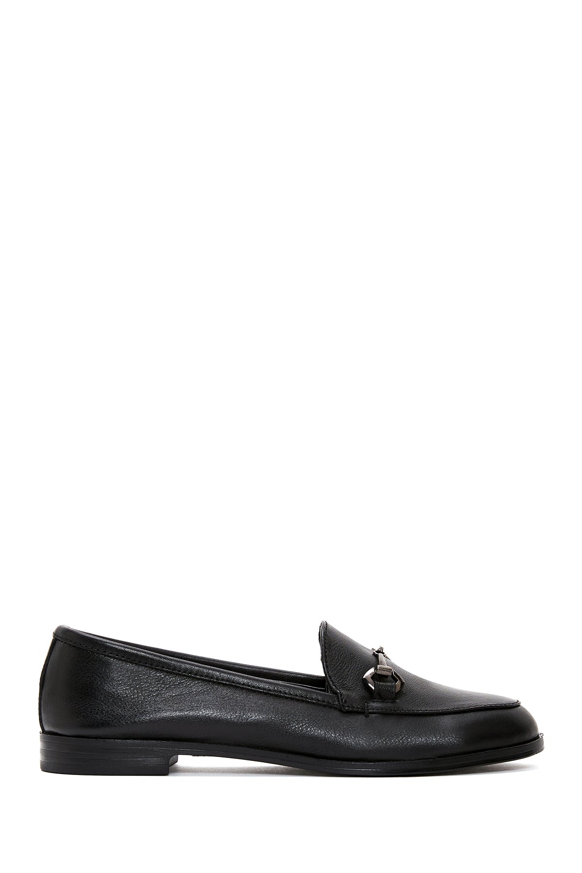 Women's Black Leather Buckle Classic Loafer 23WFD410018 | Derimod