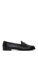 Women's Black Leather Buckle Classic Loafer | Derimod