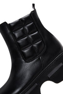 Women's Black Leather Zippered Boots | Derimod