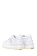 Women's White Leather Thick Soled Sneaker | Derimod