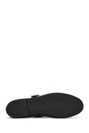 Women's Black Buckle Leather Ballerinas | Derimod