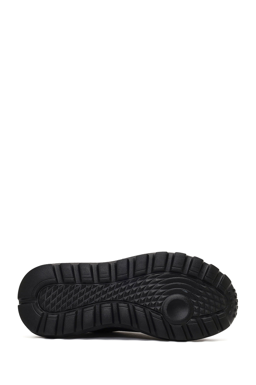 Erkek Siyah Bağcıklı Kalın Tabanlı Deri Sneaker