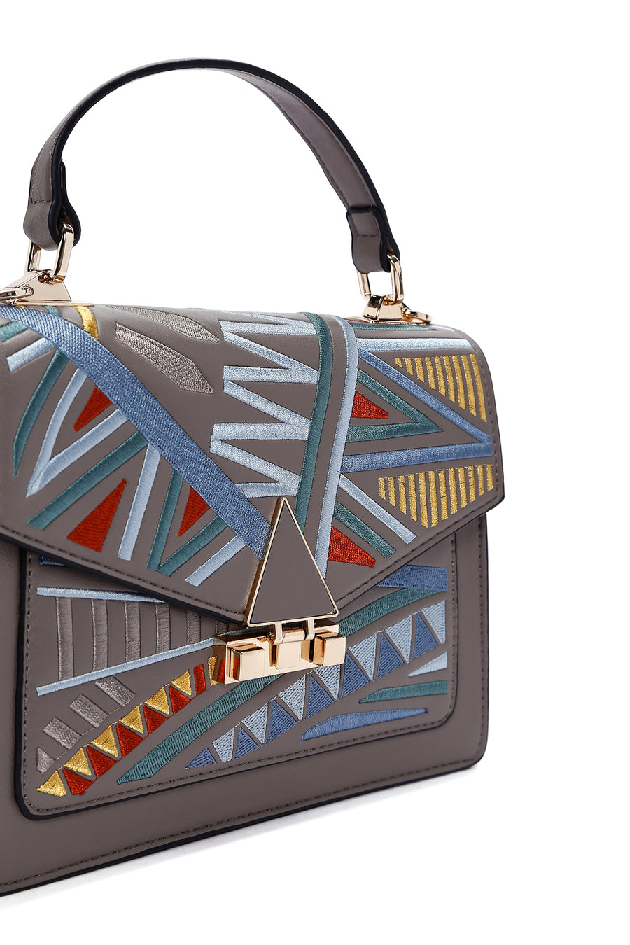 Women's Anthracite Long Strap Printed Handbag