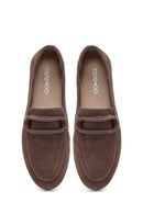Women's Mink Buckled Suede Leather Masculine Loafer | Derimod