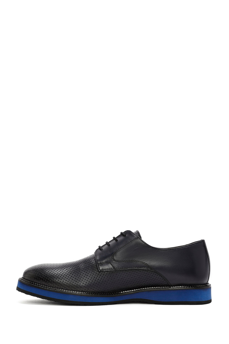 Men's Navy Blue Lace-up Leather Casual Shoes