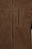 Ronaldo Male Tan Zip Closure Suede Jacket | Derimod