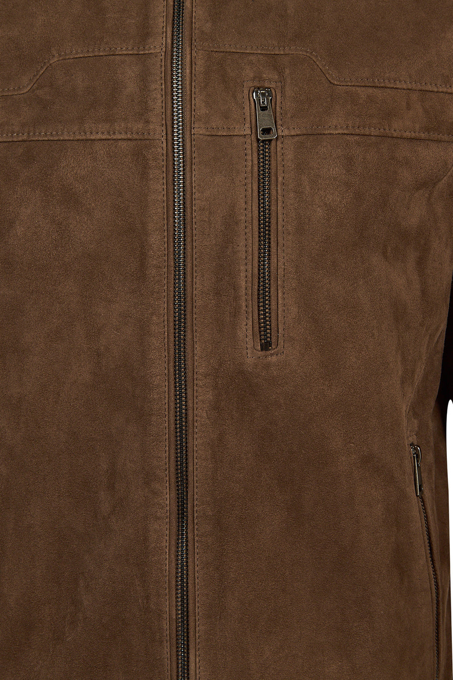 Ronaldo Male Tan Zip Closure Suede Jacket