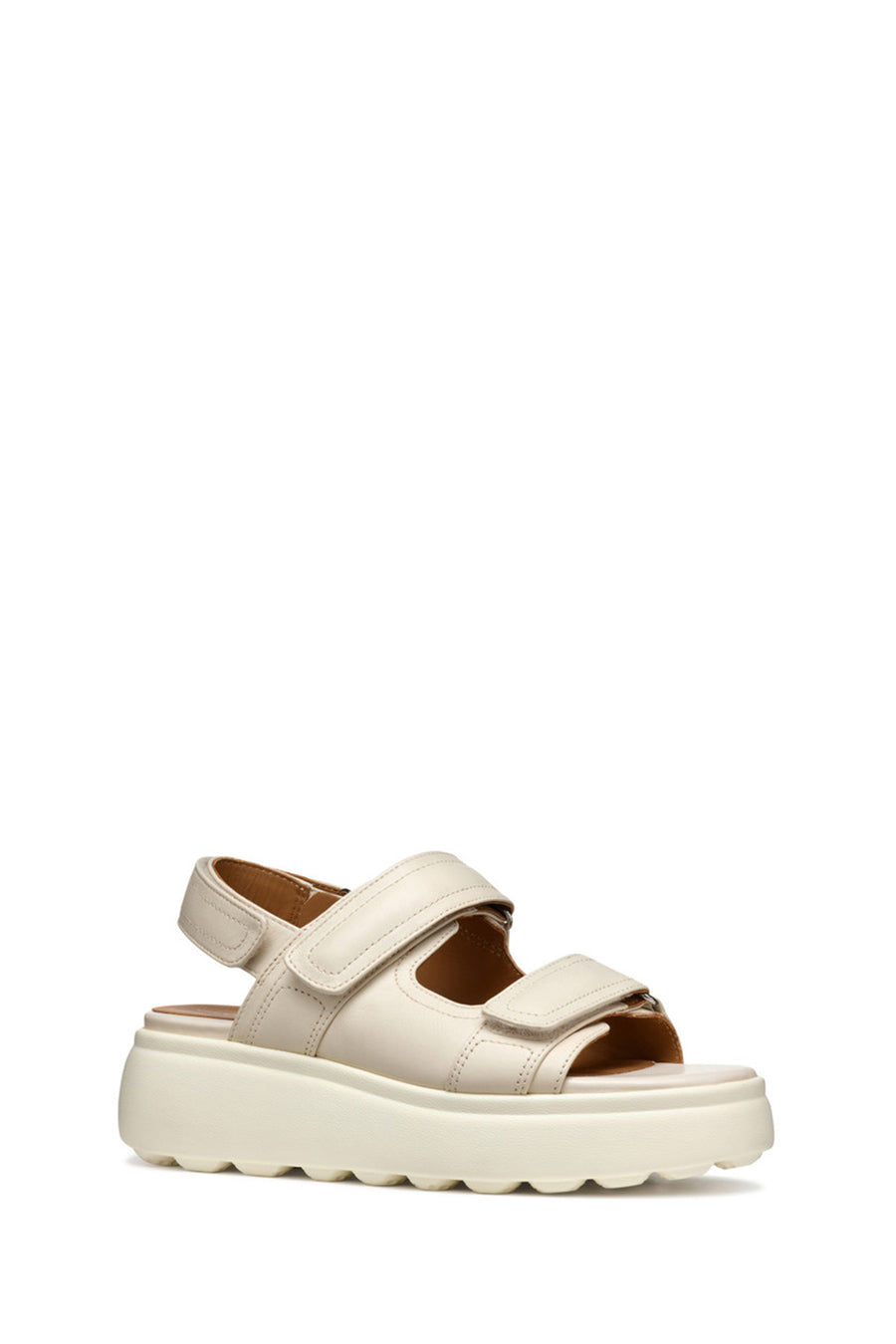 Geox Women's Cream D Spherica Ec4.1 SA - Nappa Strappy Leather Sandals