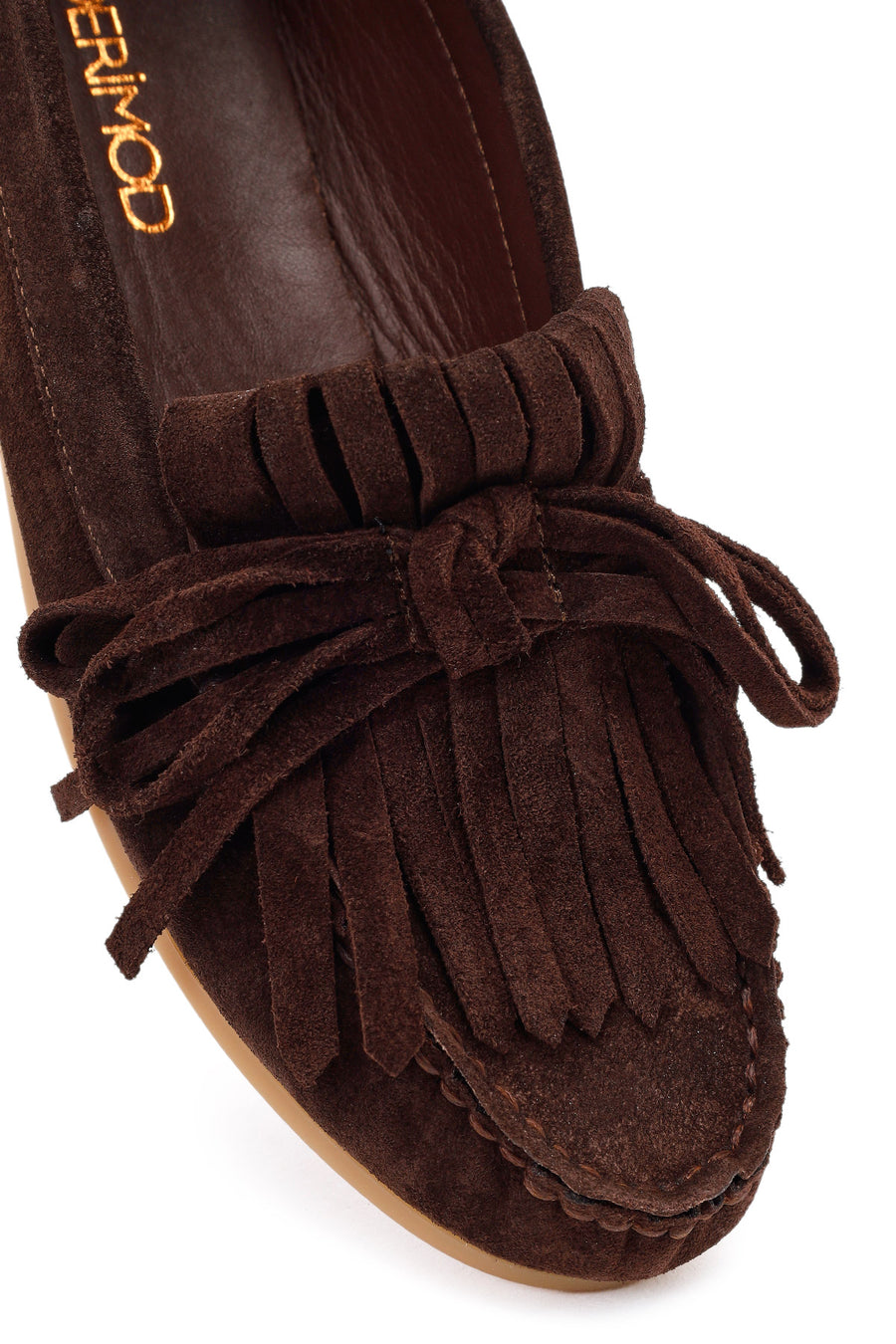 Woman Brown Tasselled Suede Leather Loafers