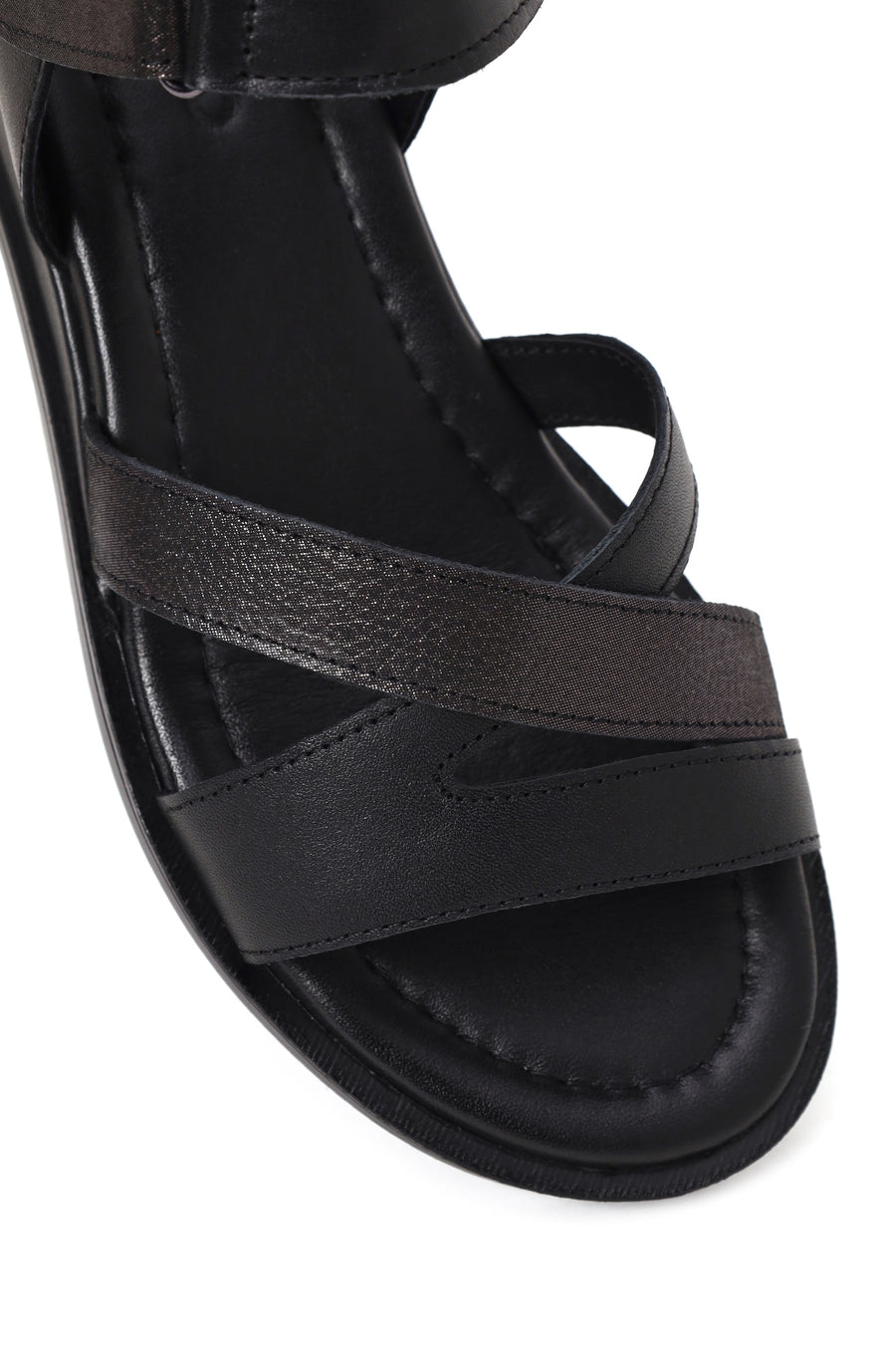 Women’s Black Ankle-Strap Leather Sandals