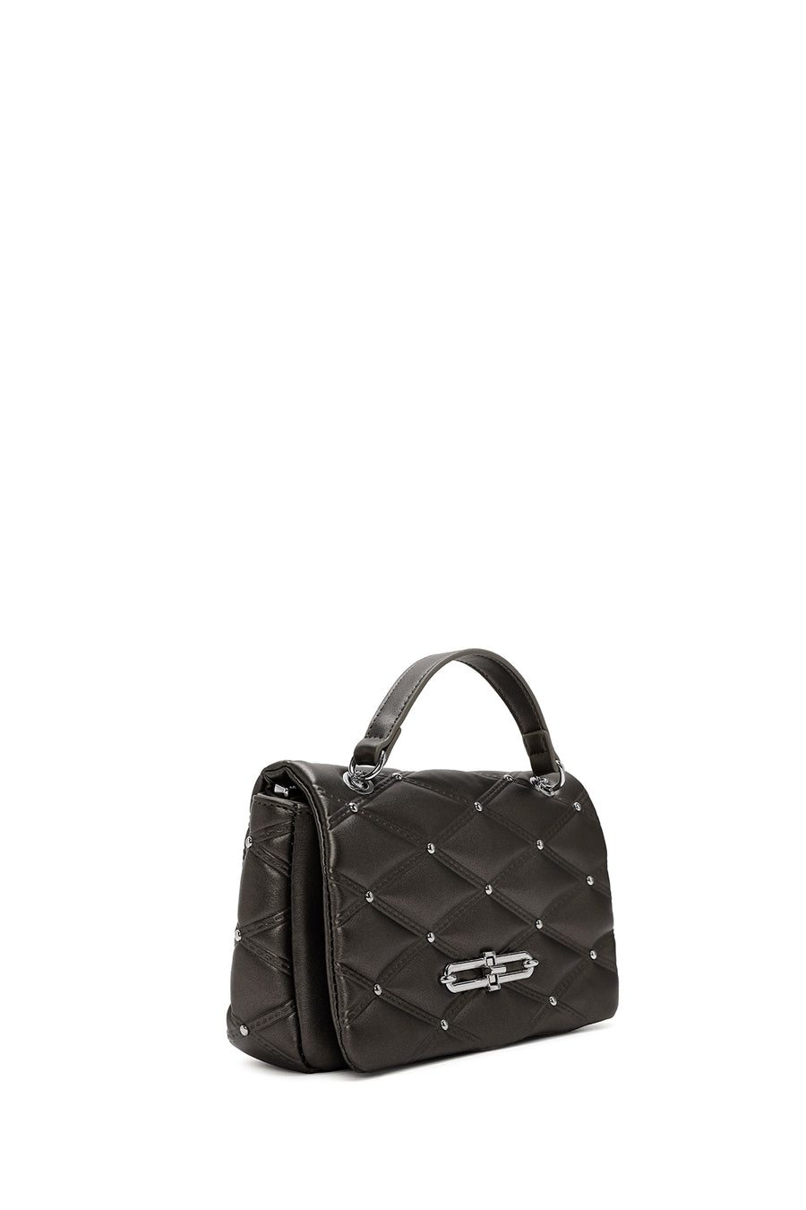 Women's Black Long Strap Quilted Patterned Shoulder Bag