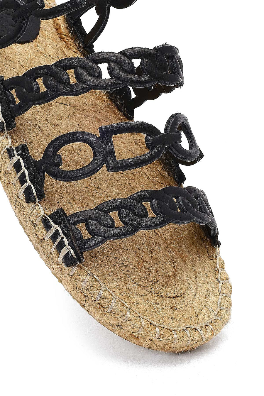 Women's Black Leather Slippers