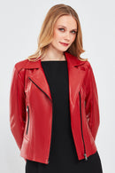 Kiara Kadın Kırmızı Deri Ceket | Derimod