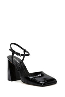 Women's Black Thick Heel Patent Leather Shoes | Derimod