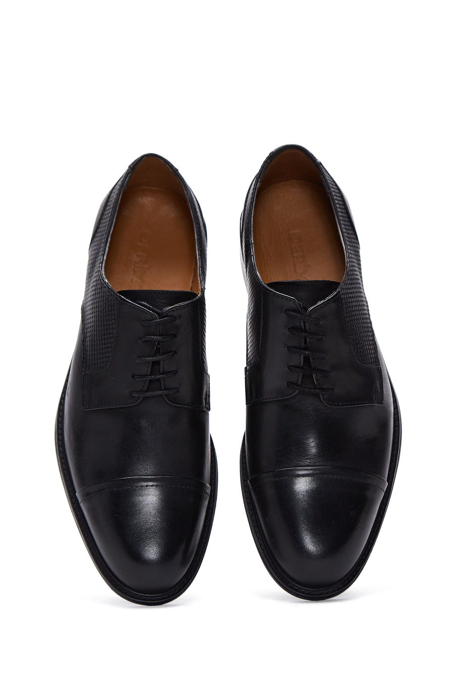 Men's Black Leather Patterned Classic Shoes