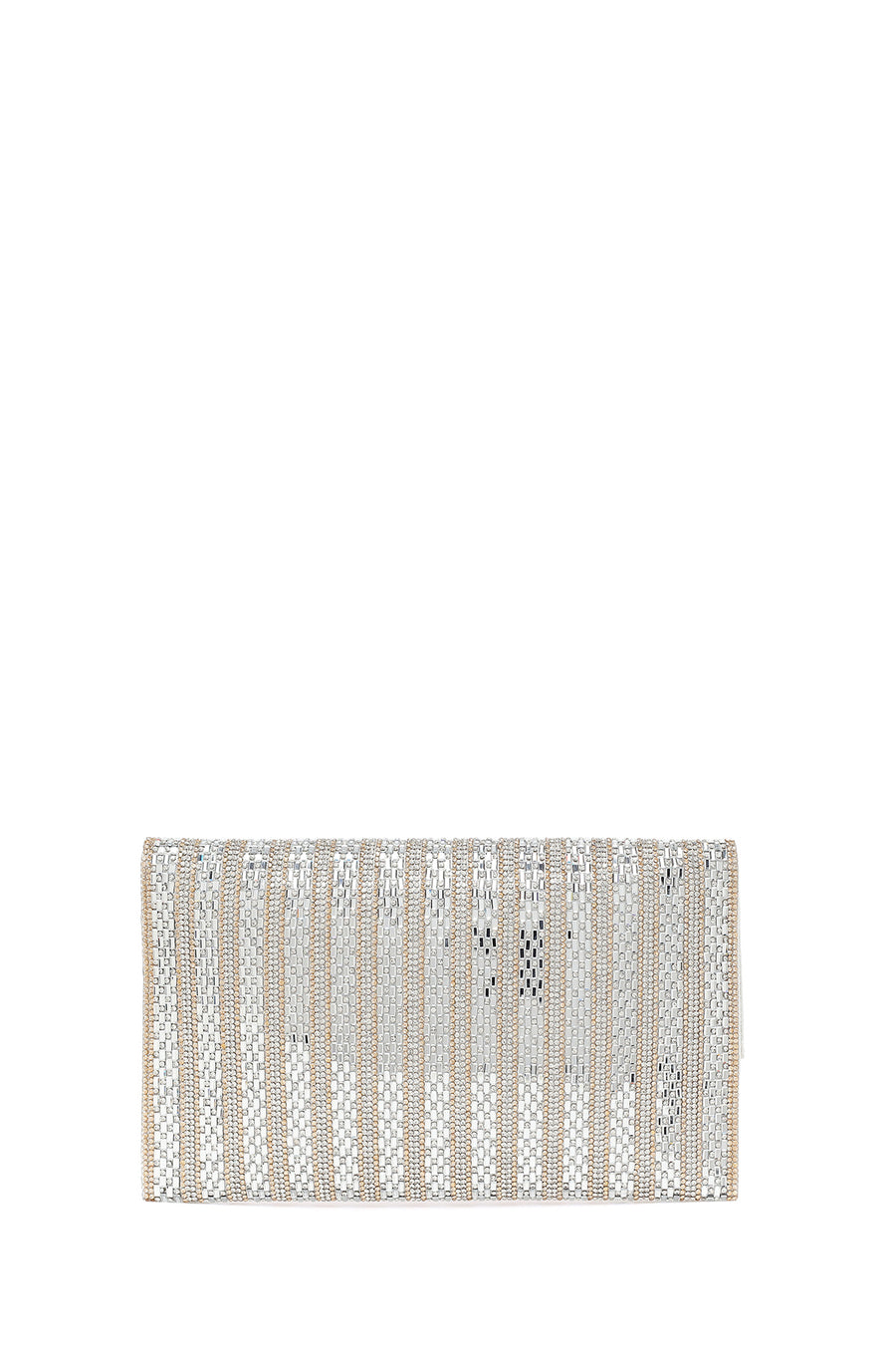 Woman Silver Chain-Strap Stone-Embellished Evening Bag