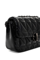 Women's Black Long Strap Quilted Metallic Crossbody Bag | Derimod