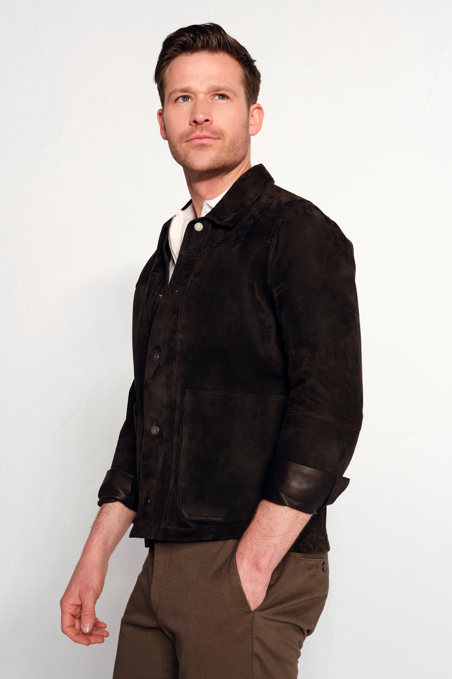 Shoe Male Brown Suede Shirt Jacket