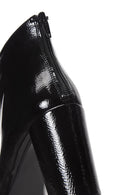 Women's Black Patent Leather Zippered Classic Heeled Boots | Derimod