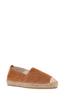 Women's Tan Suede Leather Espadrille | Derimod