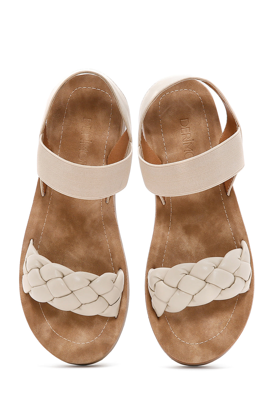 Women's Beige Knitted Patterned Sandals