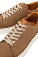 Men's Beige Lace-Up Thick-Soled Nubuck Leather Sneakers | Derimod