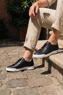 Male Black Lace-Up Thick-Soled Leather Sneaker | Derimod