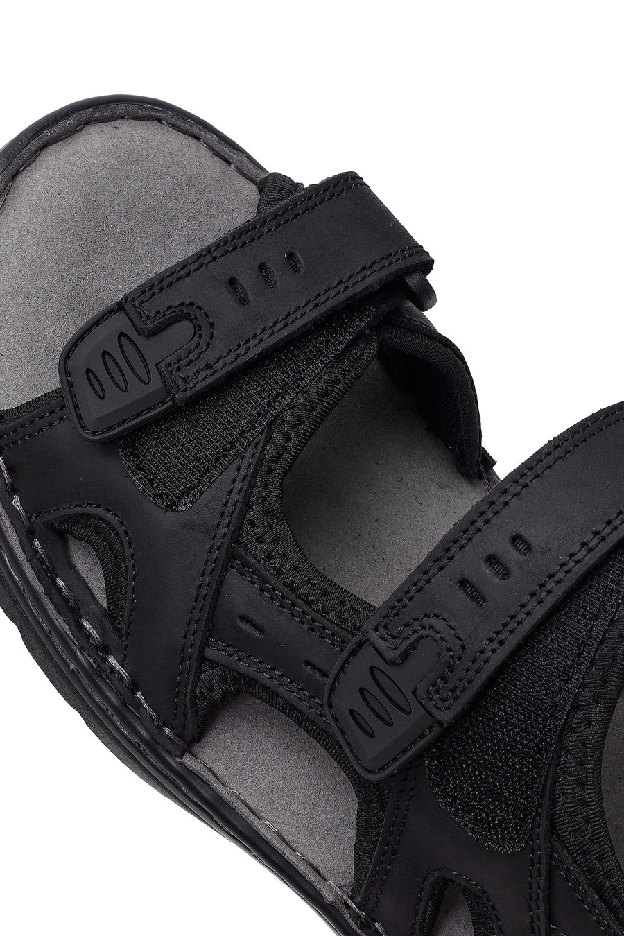 Men's Black Double Strap Leather Sandals