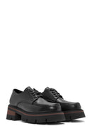 Women's Black Lace-Up Thick Sole Leather Masculine Shoes | Derimod