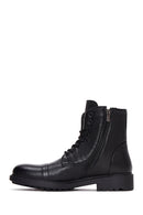 Men's Black Leather Zippered Casual Boots | Derimod