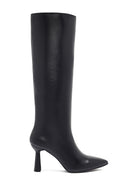 Woman Black Heels Leather Boot | Derimod