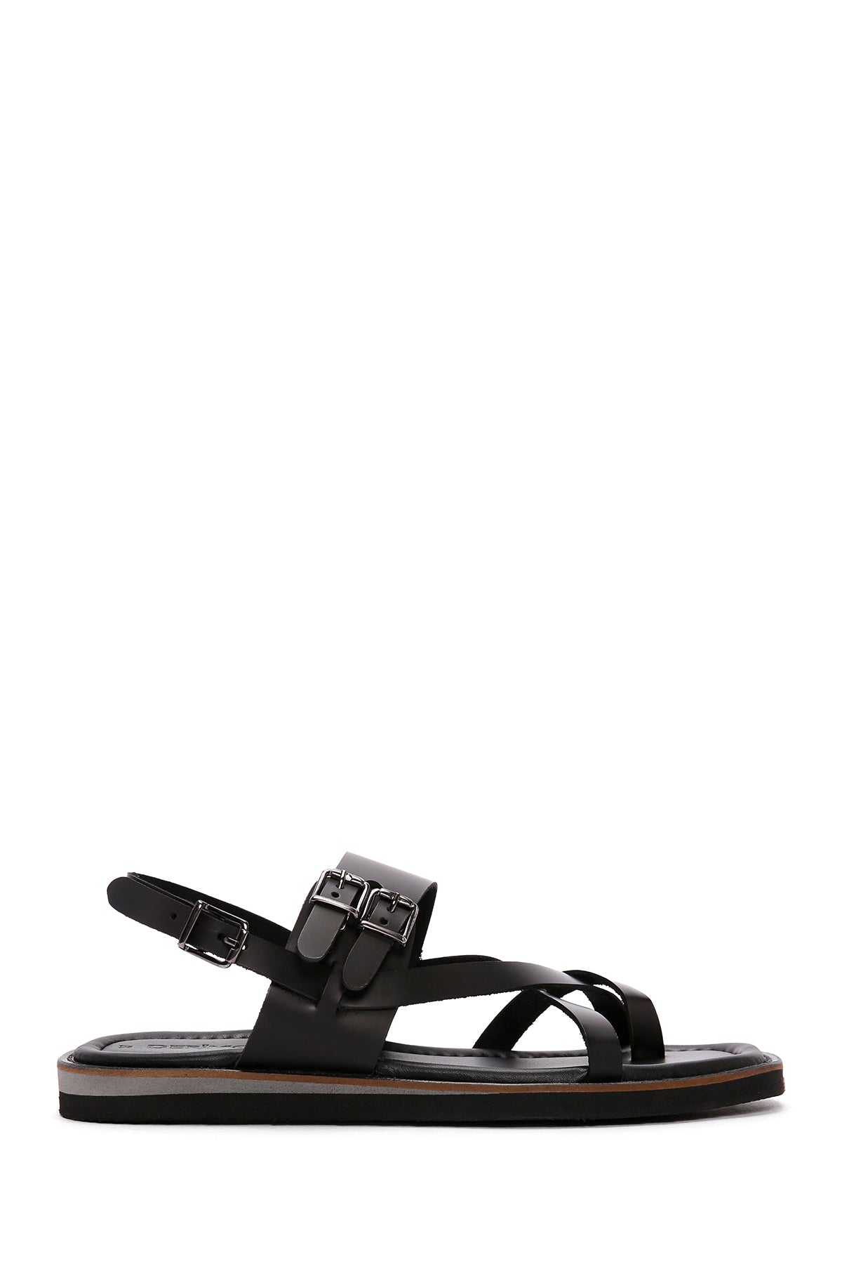 Kadın Siyah Bilekten Bantlı Parmak Arası Deri Comfort Sandalet 24SFD362514 | Derimod