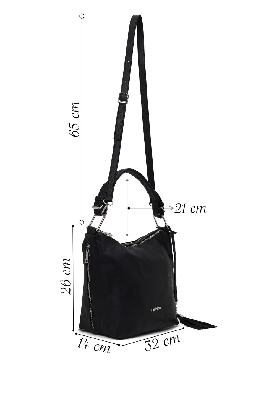 Woman Black Long-Strap Shoulder Bag