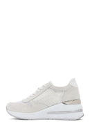 Women's White Thick Heeled Lace-up Leather Sneaker | Derimod