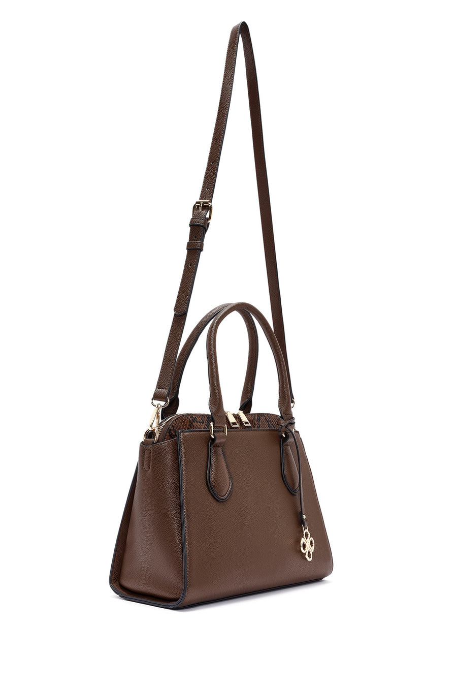 Woman Brown Long-Strap Classic Shoulder Bag