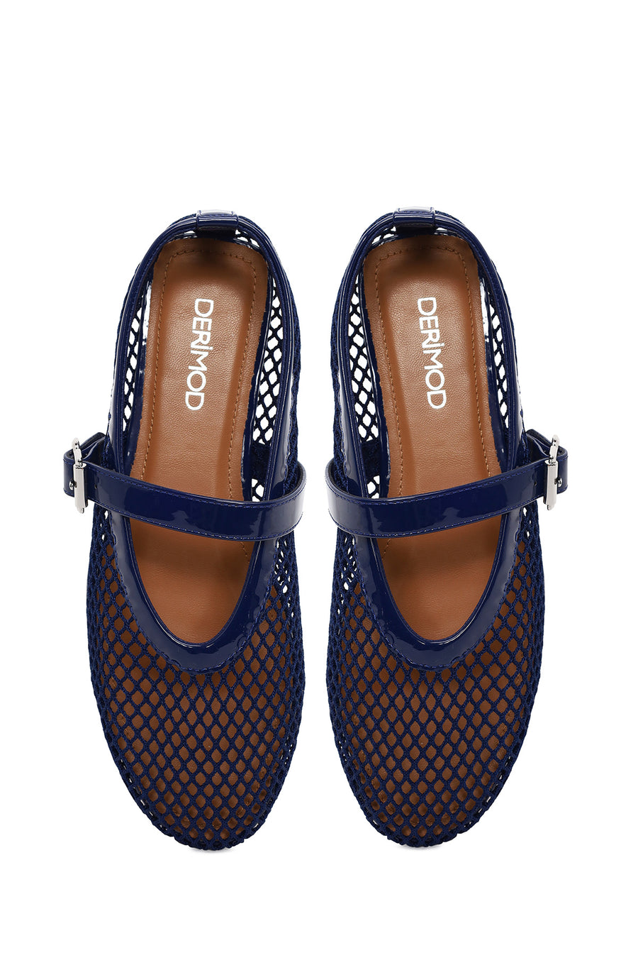 Woman Navy Mesh Ballerine Shoes