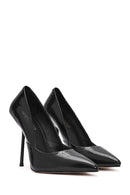 Women's Black High Thin Heel Leather Stiletto | Derimod